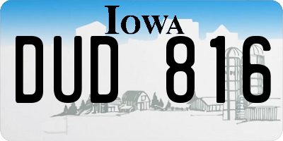 IA license plate DUD816
