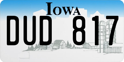 IA license plate DUD817