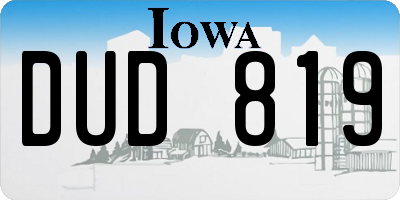 IA license plate DUD819