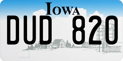 IA license plate DUD820
