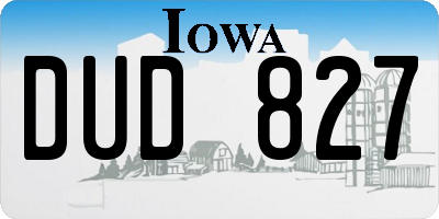 IA license plate DUD827