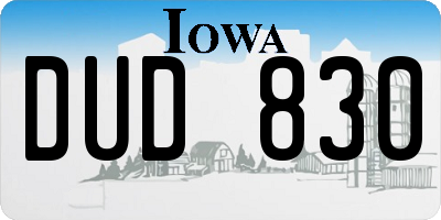 IA license plate DUD830