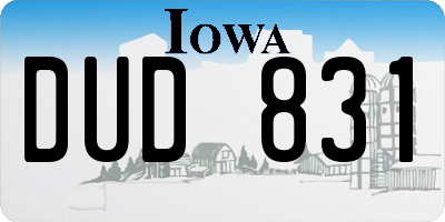 IA license plate DUD831