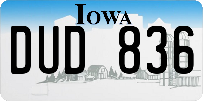 IA license plate DUD836