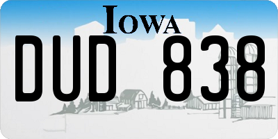 IA license plate DUD838