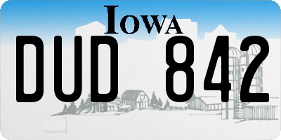 IA license plate DUD842