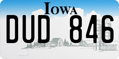 IA license plate DUD846