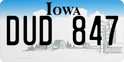 IA license plate DUD847