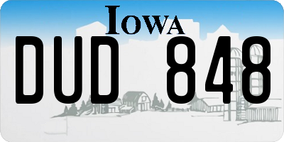 IA license plate DUD848
