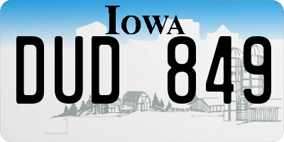 IA license plate DUD849