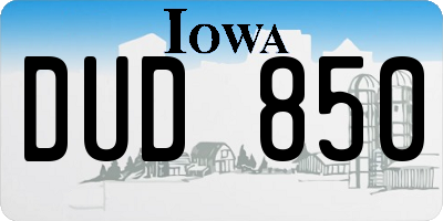 IA license plate DUD850