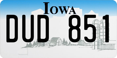 IA license plate DUD851