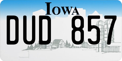 IA license plate DUD857