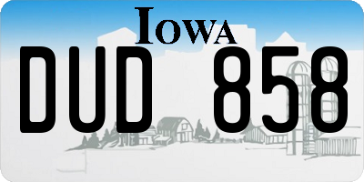 IA license plate DUD858
