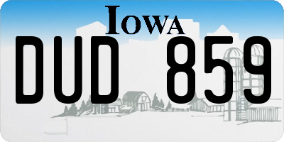 IA license plate DUD859