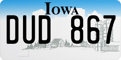IA license plate DUD867