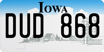 IA license plate DUD868