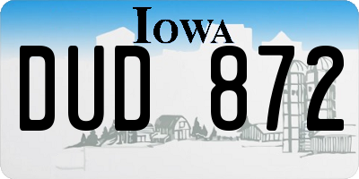 IA license plate DUD872