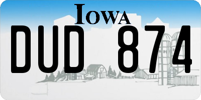 IA license plate DUD874