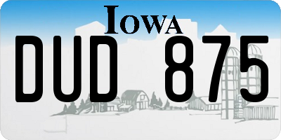 IA license plate DUD875