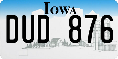 IA license plate DUD876