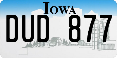 IA license plate DUD877