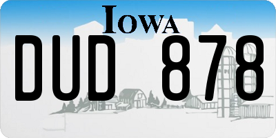 IA license plate DUD878