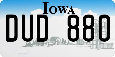 IA license plate DUD880