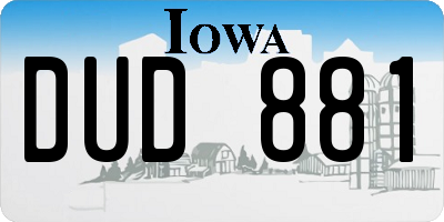 IA license plate DUD881