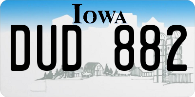 IA license plate DUD882