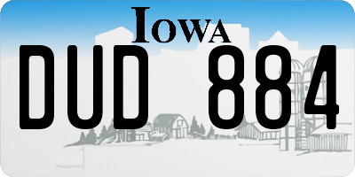 IA license plate DUD884