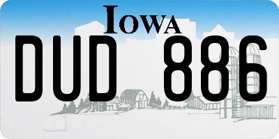 IA license plate DUD886