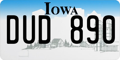 IA license plate DUD890
