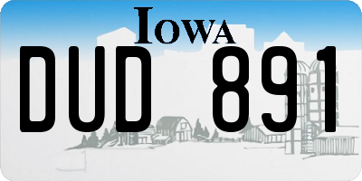 IA license plate DUD891