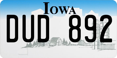 IA license plate DUD892