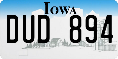 IA license plate DUD894