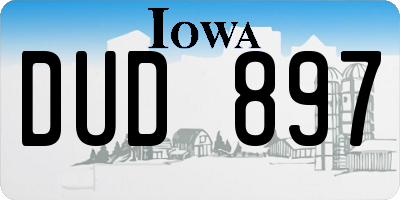 IA license plate DUD897