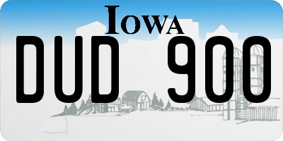 IA license plate DUD900