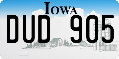 IA license plate DUD905