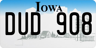 IA license plate DUD908