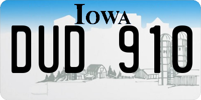 IA license plate DUD910