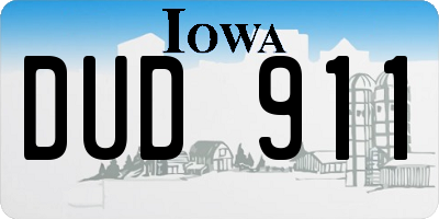 IA license plate DUD911
