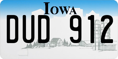 IA license plate DUD912