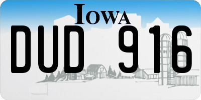 IA license plate DUD916
