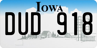 IA license plate DUD918