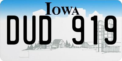 IA license plate DUD919