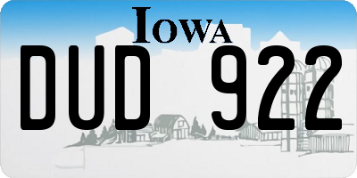 IA license plate DUD922