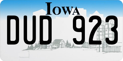 IA license plate DUD923