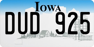 IA license plate DUD925