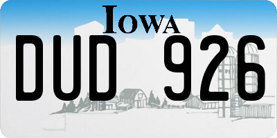 IA license plate DUD926